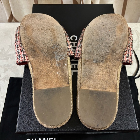 🆕Chanel CC Tweed espadrilles slides,in Box - Picture 8 of 9